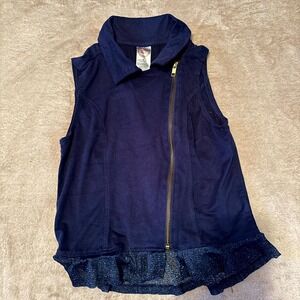 Wonder Nation Sleeveless Zip Vest Girls Medium 7–8 Navy Ruffle Hem
